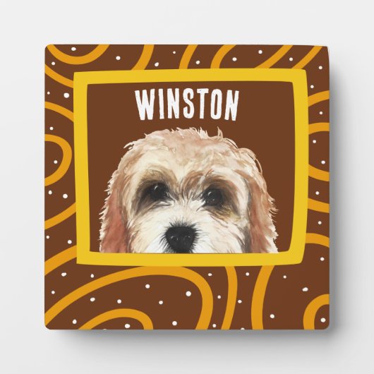 Cockapoo op maat gesneden foto-lijst plaque fotoplaat (Voorkant)