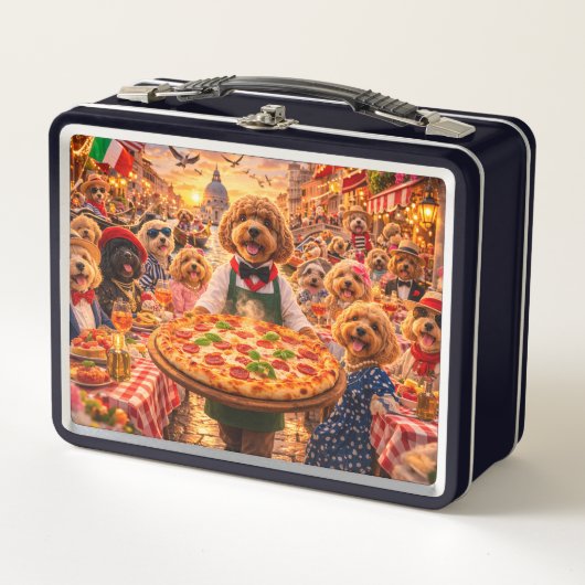 Cockapoo Pizza Lunchtrommel Grappig Hond Design (Voorkant)