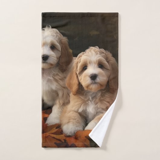 Cockapoo Puppy Herfst Delight Pompoen Bad Handdoek (Handdoek)