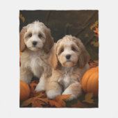 Cockapoo Puppy Herfst Delight Pompoen Fleece Deken (Voorkant)