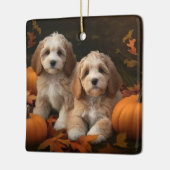 Cockapoo Puppy Herfst Delight Pompoen Keramisch Ornament (Links)