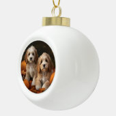Cockapoo Puppy Herfst Delight Pompoen Keramische Bal Ornament (Rechts)