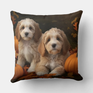 Cockapoo Puppy Herfst Delight Pompoen Kussen