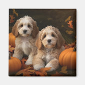 Cockapoo Puppy Herfst Delight Pompoen Magneet (Voorkant)