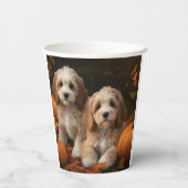 Cockapoo Puppy Herfst Delight Pompoen Papieren Bekers (Achterkant)