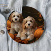 Cockapoo Puppy Herfst Delight Pompoen Ronde Button 6,0 Cm (In situ)