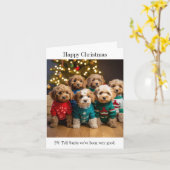 Cockapoo Puppy Nest Kerstmis Kaart (Gele Bloem)