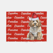 Cockapoo Santa Dog met aangepaste naam Kerstmis Fleece Deken (Voorkant (Horizontaal))