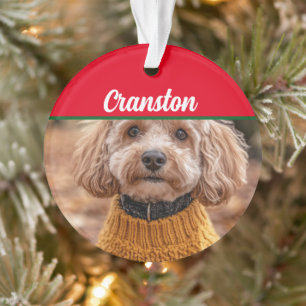 Cockapoo Santa Dog met naam en foto Ornament