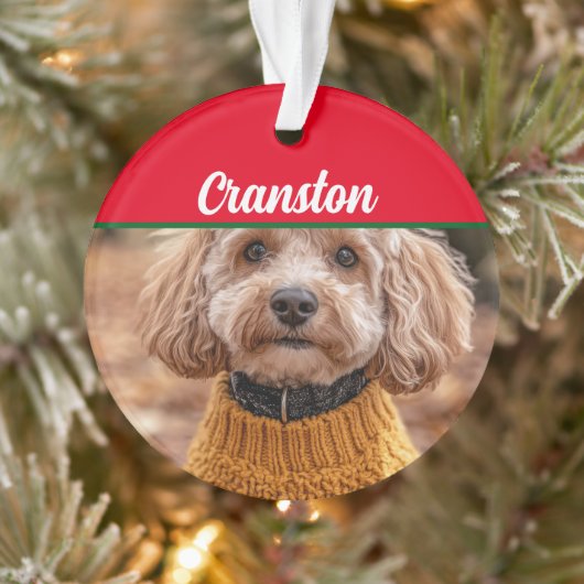 Cockapoo Santa Dog met naam en foto Ornament (Boom)