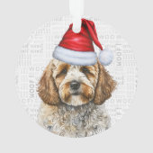 Cockapoo Santa Dog met naam en foto Ornament (achterkant)