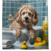 Cockapoo Sloppy Sleepy Schattige Funny Douchegordijn (Voorkant)