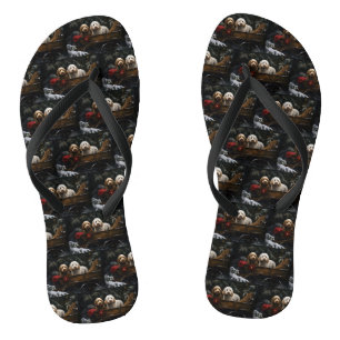 Cockapoo Sneeuw slee Kerstmis decoratie Teenslippers