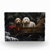 Cockapoo Snowy Sleigh Kerst Decor Fotoblokken (Voorkant)
