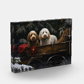 Cockapoo Snowy Sleigh Kerst Decor Fotoblokken (Links)