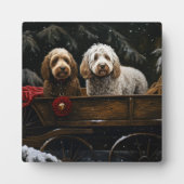 Cockapoo Snowy Sleigh Kerst Decor Fotoplaat (Voorkant)