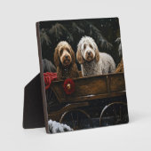 Cockapoo Snowy Sleigh Kerst Decor Fotoplaat (Voorkant)