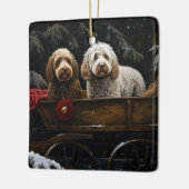 Cockapoo Snowy Sleigh Kerst Decor Keramisch Ornament (Links)