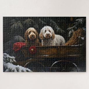 Cockapoo Snowy Sleigh Kerst Decor Legpuzzel
