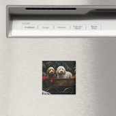 Cockapoo Snowy Sleigh Kerst Decor Magneet (Insitu (Vaatwasser))