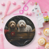 Cockapoo Snowy Sleigh Kerst Decor Papieren Bordje (Feest)