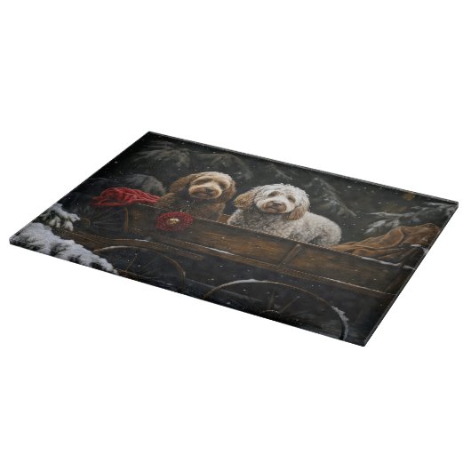 Cockapoo Snowy Sleigh Kerst Decor Snijplank (Hoek)