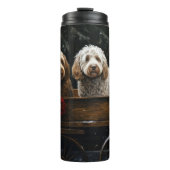 Cockapoo Snowy Sleigh Kerst Decor Thermosbeker (Voorkant)