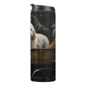 Cockapoo Snowy Sleigh Kerst Decor Thermosbeker (Geroteerd rechts)