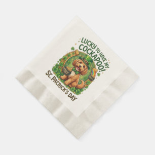 Cockapoo St. Patrick's Day GeluksHond Pot met Goud Servet