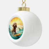 Cockapoo Strand Surfen Schilderij Keramische Bal Ornament (Rechts)
