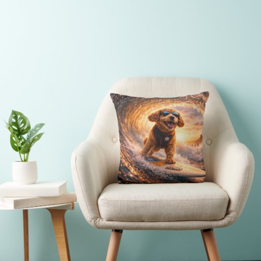 Cockapoo Surf Art | Cool Cockapoo Gift pillow Kussen (Stoel)