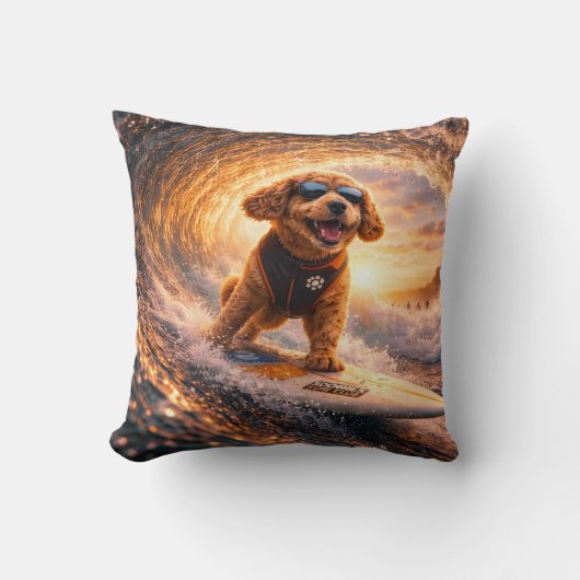 Cockapoo Surf Art | Coussin cadeau Cool Cockapoo (Recto)