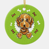 Cockapoo Tan Dog Botten kerstmis Keramisch Ornament (Voorkant)