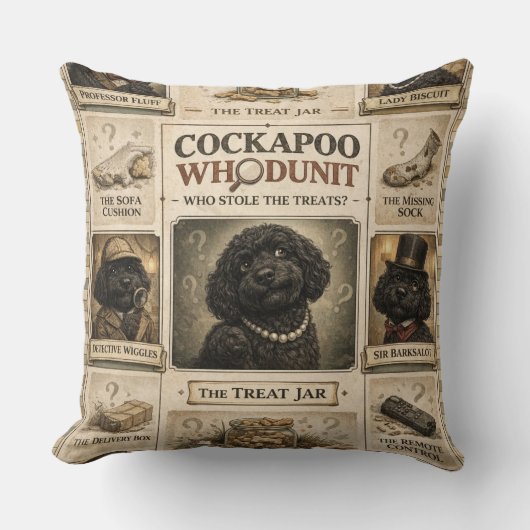 Cockapoo Whodunit kussen | Grappig honden cadeau (Voorkant)