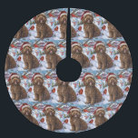 Cockapoo Winter Wonderland Christmas Joy<br><div class="desc">Ce design festif reflète l'esprit joyeux de la période des fêtes, avec un adorable petit portant un chapeau de Père Noël. Le chien est niché dans un pays des merveilles hivernales, avec un bonhomme de neige, un sapin de Noël décoré et des cadeaux joliment emballés. Les flocons de neige tombent...</div>
