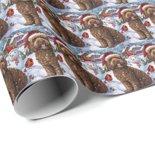 Cockapoo Winter Wonderland Kerstvreugde Cadeaupapier (Rol Hoek)