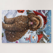 Cockapoo Winter Wonderland Kerstvreugde Legpuzzel (Horizontaal)