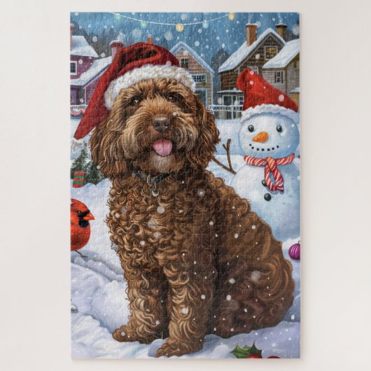Cockapoo Winter Wonderland Kerstvreugde Legpuzzel (Verticaal)