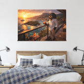 Cockapoo Zonsondergang Canvas Kunst – Luxe Reizen  (Insitu (Slaapkamer))