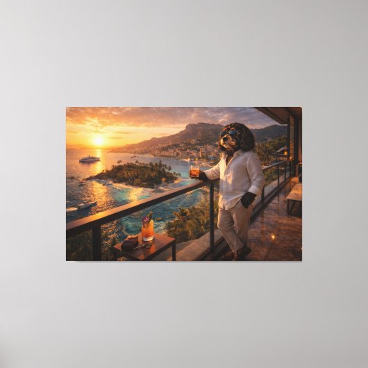 Cockapoo Zonsondergang Canvas Kunst – Luxe Reizen  (Voorkant)