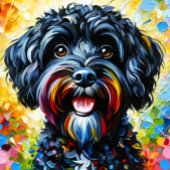 Cockapoo Zwarte Hond Portret Acryl Kunst Print Hon Legpuzzel