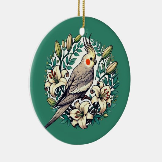 Cockatiel Bird illustratie Keramisch Ornament (Rechts)