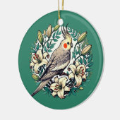 Cockatiel Bird illustratie Keramisch Ornament (Links)