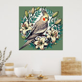 Cockatiel Bird illustratie Poster (Keuken)