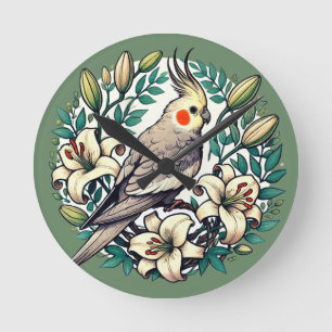Cockatiel Bird illustratie Ronde Klok