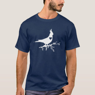 Cockatiel Bird op Branch Silhouette Heart Boy T-shirt