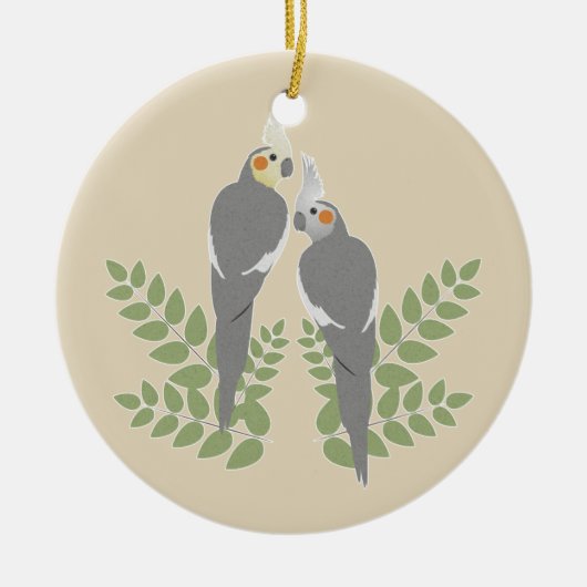 Cockatiel Couple Keramisch Ornament (Voorkant)