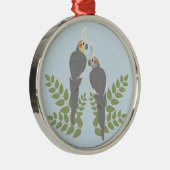 Cockatiel Couple Metalen Ornament (Rechts)