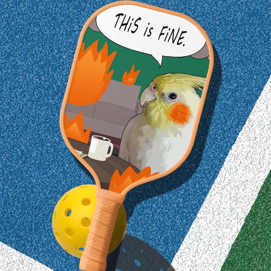 Cockatiel Dit is een prima thema Funny Sarcastic B Pickleball Paddle