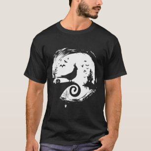 Cockatiel Halloween Costume Moon Silhouette Creepy T-shirt